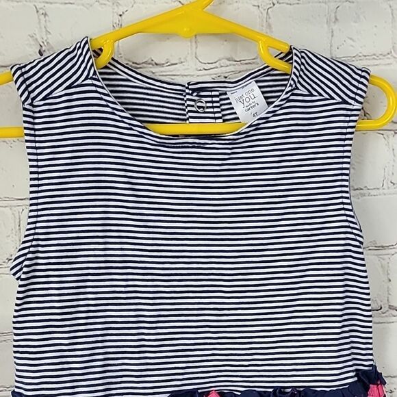 Carter's Toddler Girls Navy Blue Nautical Stripe Pink Flamingo Dress Size 4T - Picture 5 of 7